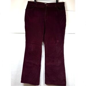 Vtg 90s St Johns Bay Burgundy Stretch Corduroy Wide Leg Pants Womens Plus 16 Y2K